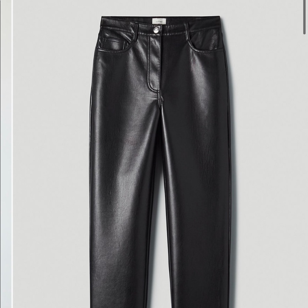 Aritzia Wilfred Melina Pant Black Leather (Size 4)